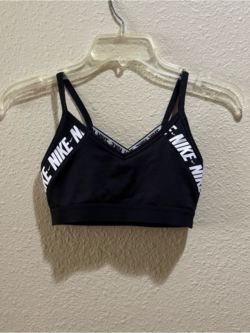 Nike Black Sports Bralette with White Logo Trim